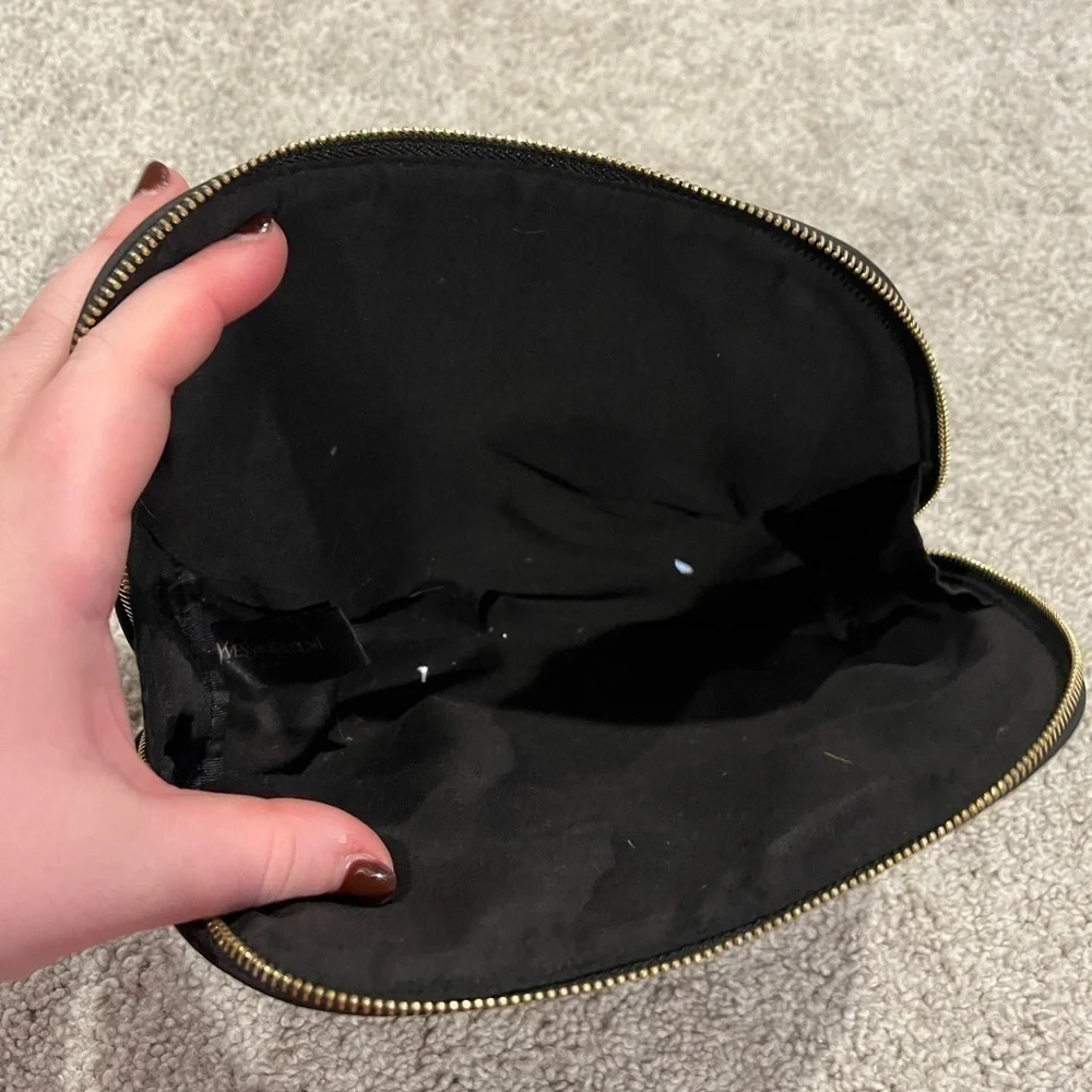 YSL Yves Saint Laurent Women's Beaute Black Makeup Cosmetic Bag Pouch Travel‎